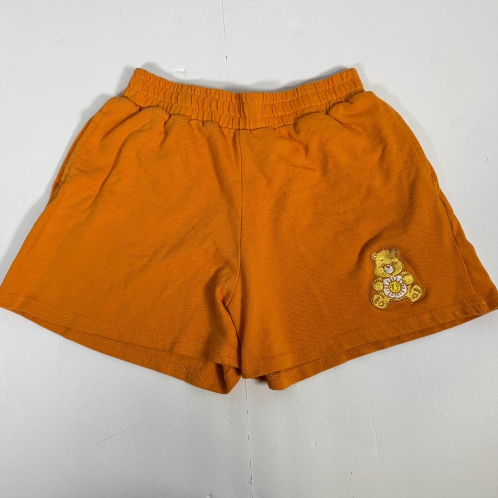 Care Bears Funshine Bear Lounge Shorts Womens XS Orange Embroidered Jersey